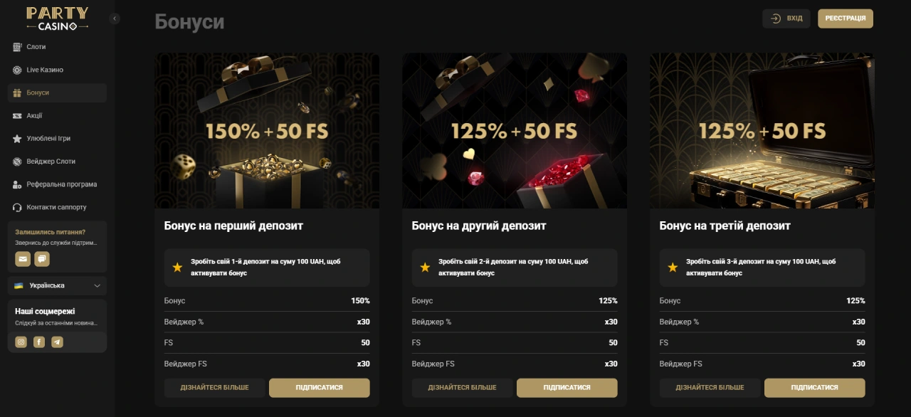 Party Casino bonuses